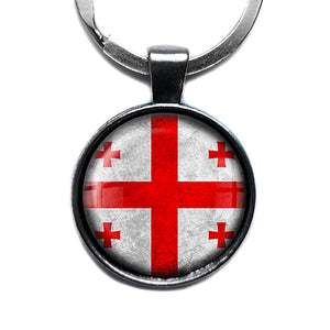 Georgia Georgian Flag Antique Silver Keychain