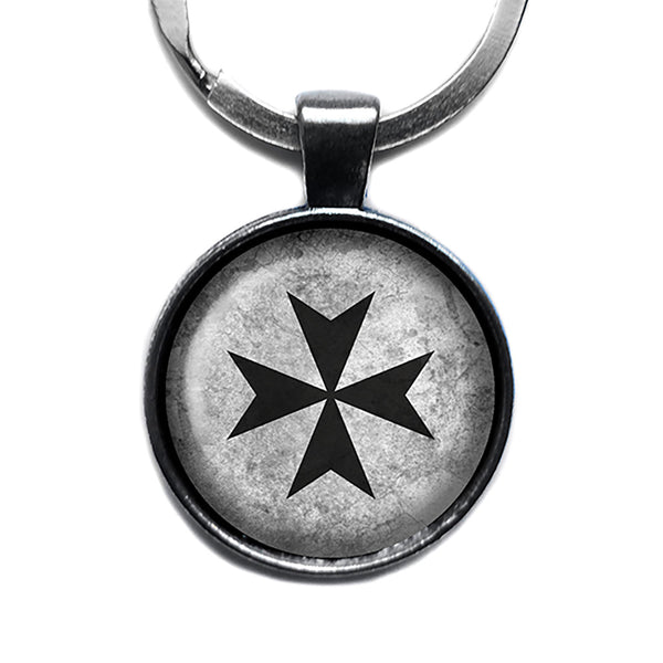 Worn Cross of the Teutonic Knights Teutones Antique Silver Keychain