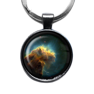 NASA Photograph Eagle Nebula Antique Silver Keychain