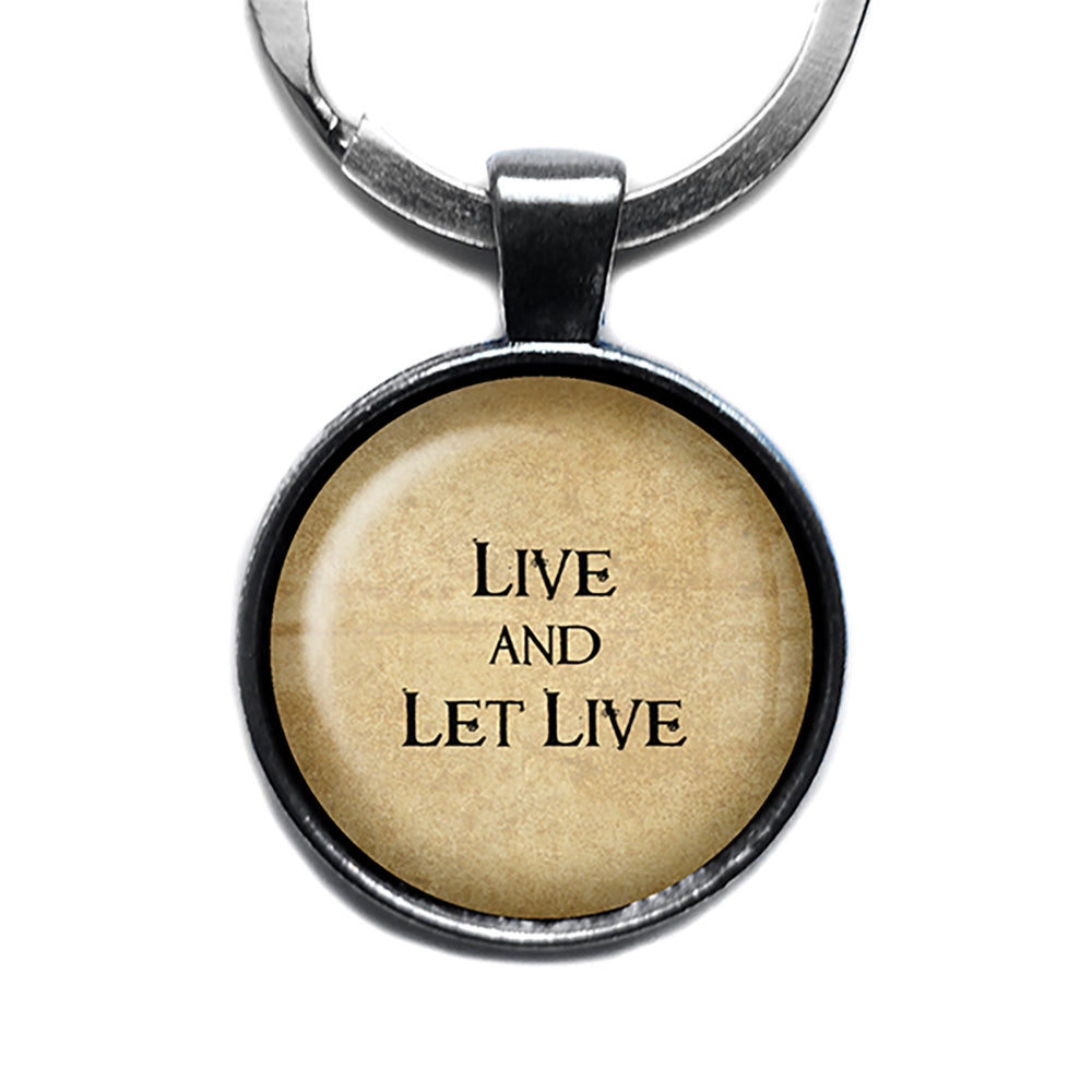 Dutch Proverb Live and Let Live Antique Silver Keychain