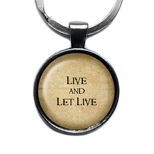 Dutch Proverb Live and Let Live Antique Silver Keychain