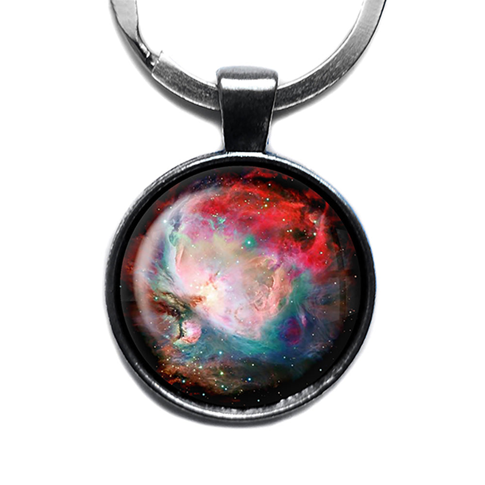 NASA Photograph Orion Nebula Antique Silver Keychain