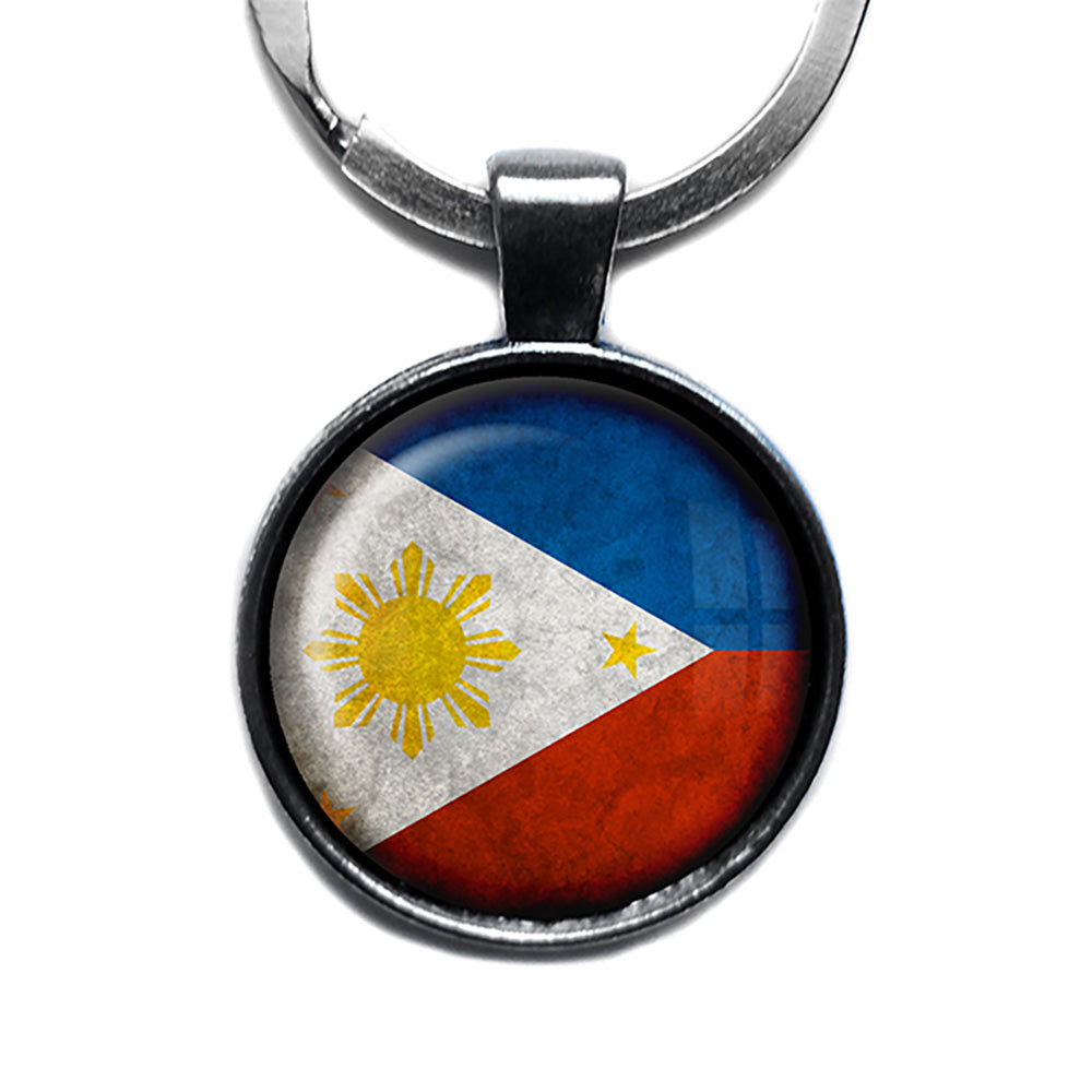 Philippines Filipino Flag Antique Silver Keychain