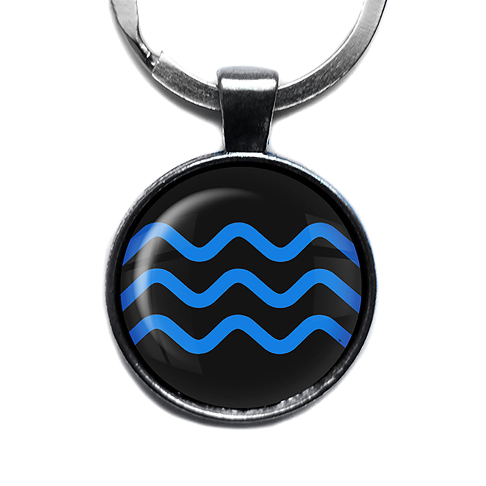 Blue Wave Antique Silver Keychain