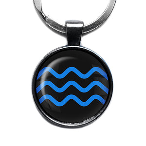 Blue Wave Antique Silver Keychain