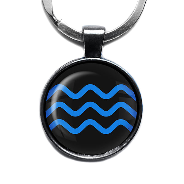 Blue Wave Antique Silver Keychain