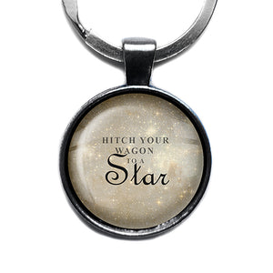 Ralph Waldo Emerson Hitch Your Wagon to a Star Antique Silver Keychain