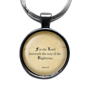 Psalm 1:6 The LORD Knoweth the Way of the Righteous King James Version KJV Bible Antique Silver Keychain
