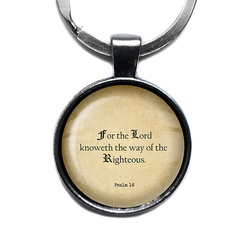 Psalm 1:6 The LORD Knoweth the Way of the Righteous King James Version KJV Bible Antique Silver Keychain