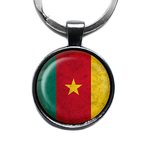 African Nation Cameroon Flag Antique Silver Keychain