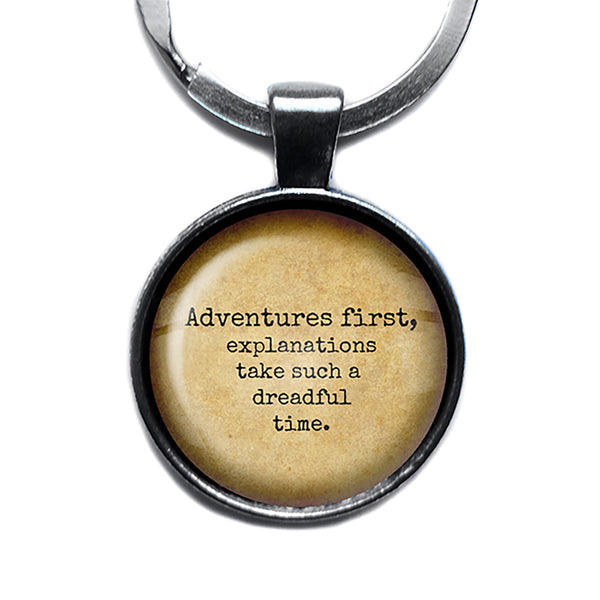 Alice in Wonderland Adventures First Explanations take a Dreadful Time Antique Silver Keychain