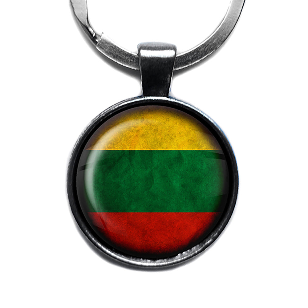 Lithuania Lithuanian Flag Antique Silver Keychain