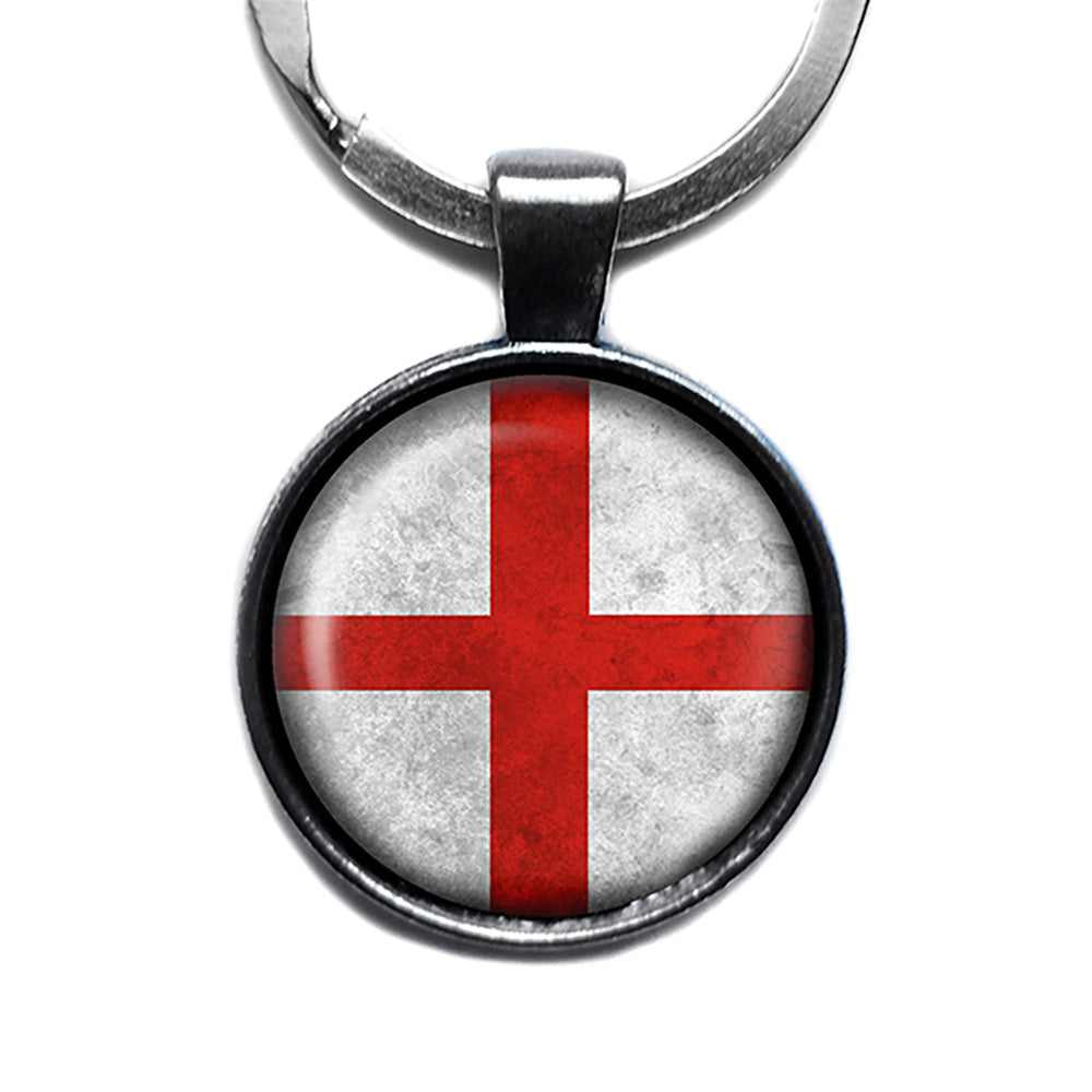 England English Flag Antique Silver Keychain