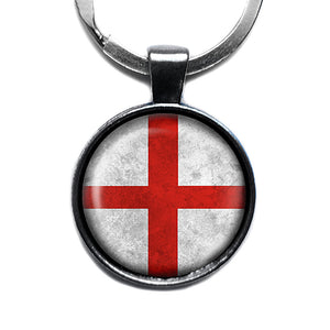 England English Flag Antique Silver Keychain