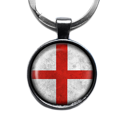 England English Flag Antique Silver Keychain