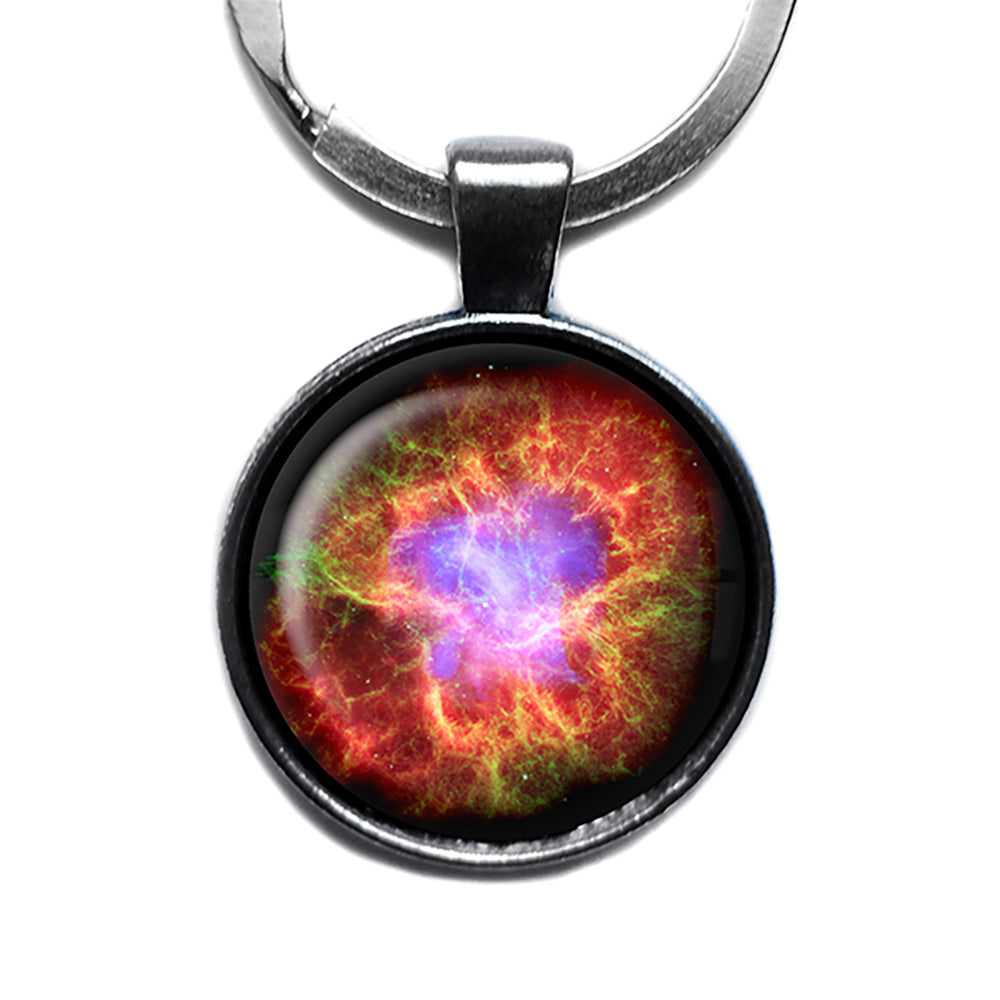 NASA Photograph Crab Nebula Antique Silver Keychain