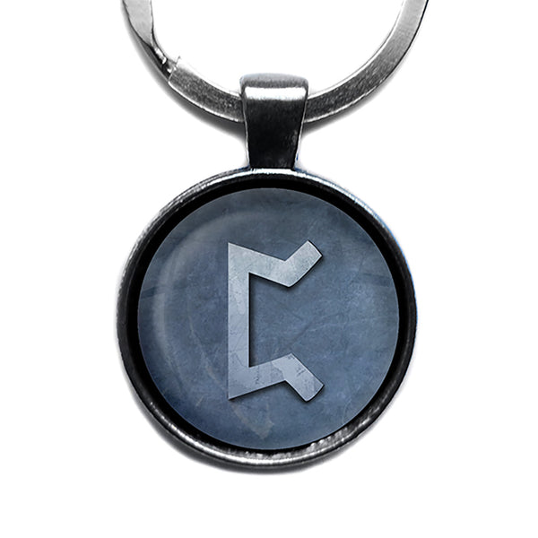 Viking Runes Elder Futhark P Peorth Hearth Antique Silver Keychain
