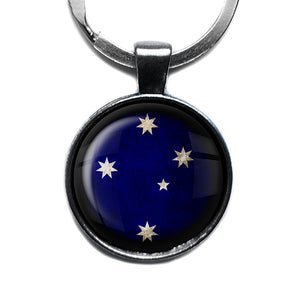 Australia Australian Southern Cross Flag Antique Silver Keychain