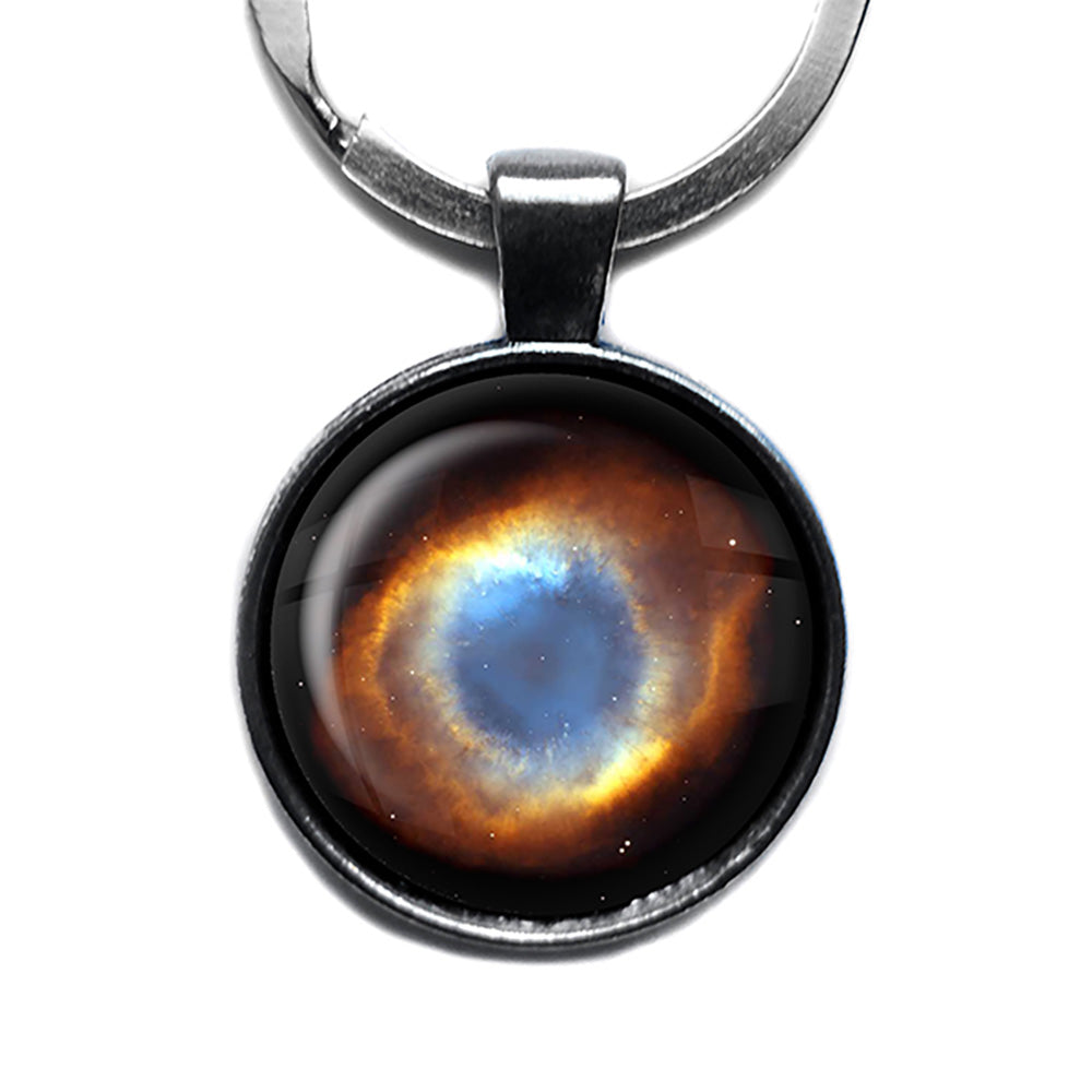 NASA Photograph Helix Nebula The Eye of God Antique Silver Keychain