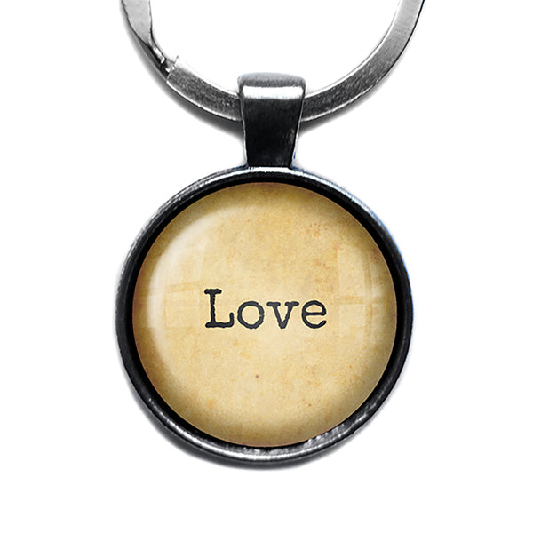 Love Antique Silver Keychain