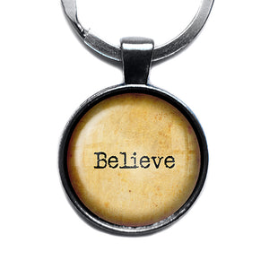 Believe Antique Silver Keychain