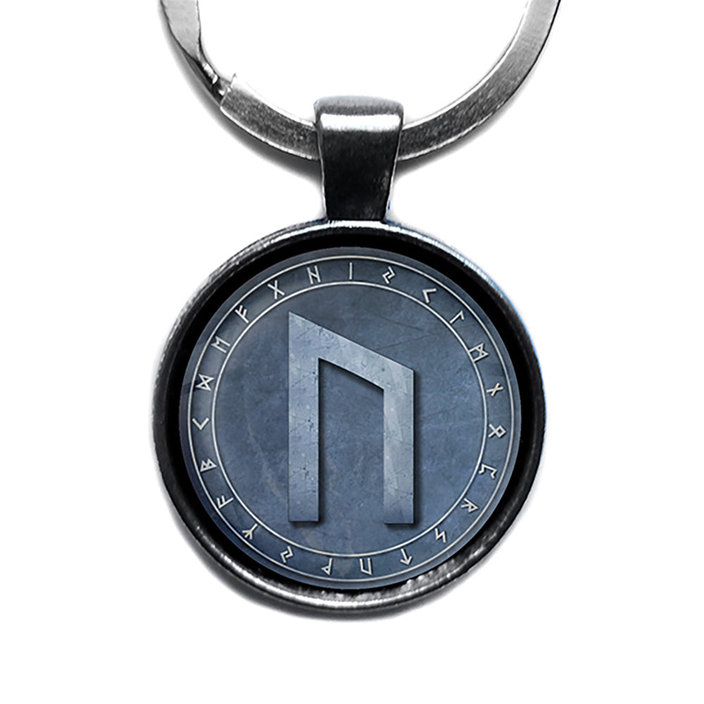 Viking Runes Elder Futhark Rune Circle U Uruz Power Antique Silver Keychain