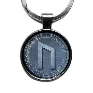 Viking Runes Elder Futhark Rune Circle U Uruz Power Antique Silver Keychain