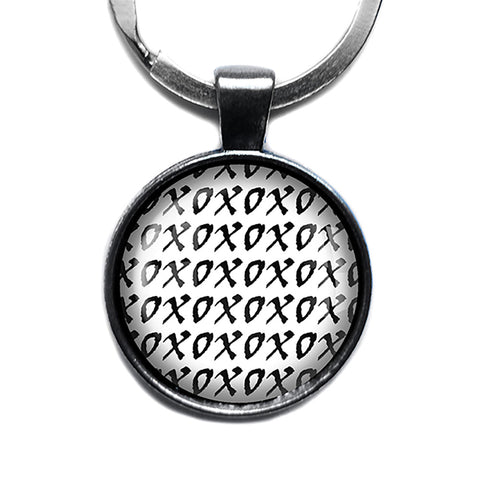 XOXOXO Hugs and Kisses Antique Silver Keychain