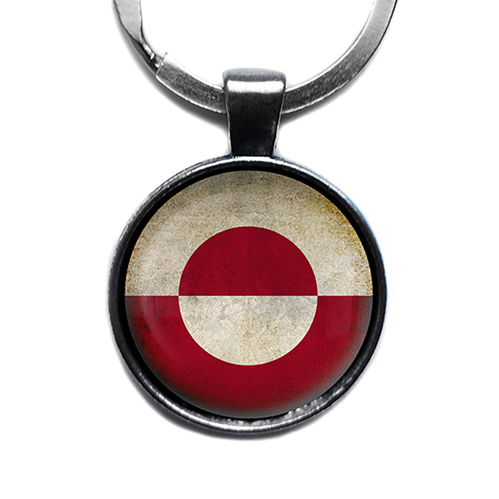 Greenland Greenlandic Flag Antique Silver Keychain