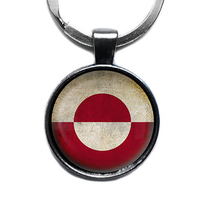 Greenland Greenlandic Flag Antique Silver Keychain