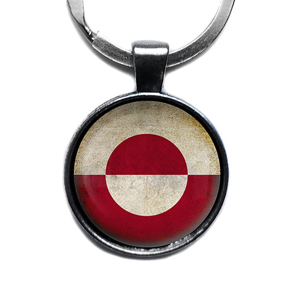 Greenland Greenlandic Flag Antique Silver Keychain