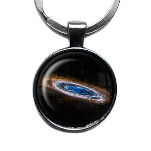 NASA Photograph Galaxy Forever Antique Silver Keychain