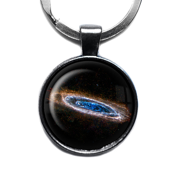 NASA Photograph Galaxy Forever Antique Silver Keychain