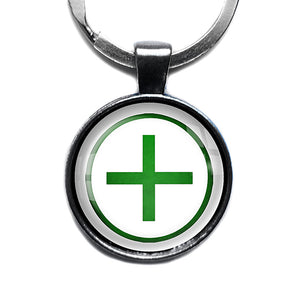 Celtic Cross Ailm Green on White Antique Silver Keychain