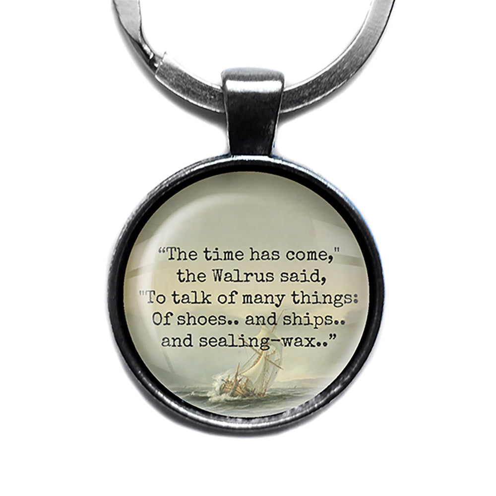 Lewis Carroll Alice in Wonderland The Walrus and the Carptenter Antique Silver Keychain