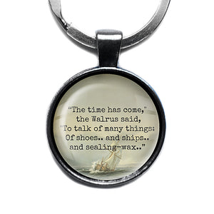 Lewis Carroll Alice in Wonderland The Walrus and the Carptenter Antique Silver Keychain