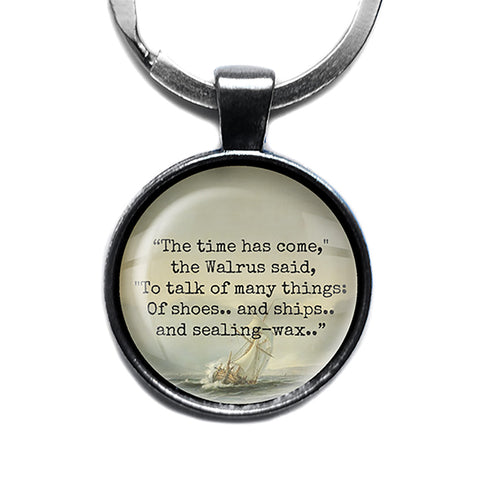 Lewis Carroll Alice in Wonderland The Walrus and the Carptenter Antique Silver Keychain