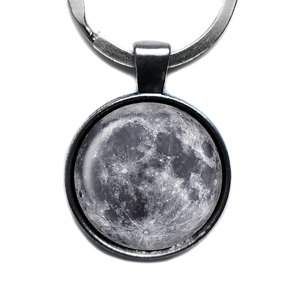 NASA Photograph The Moon Antique Silver Keychain