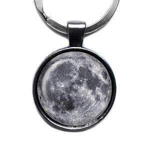 NASA Photograph The Moon Antique Silver Keychain