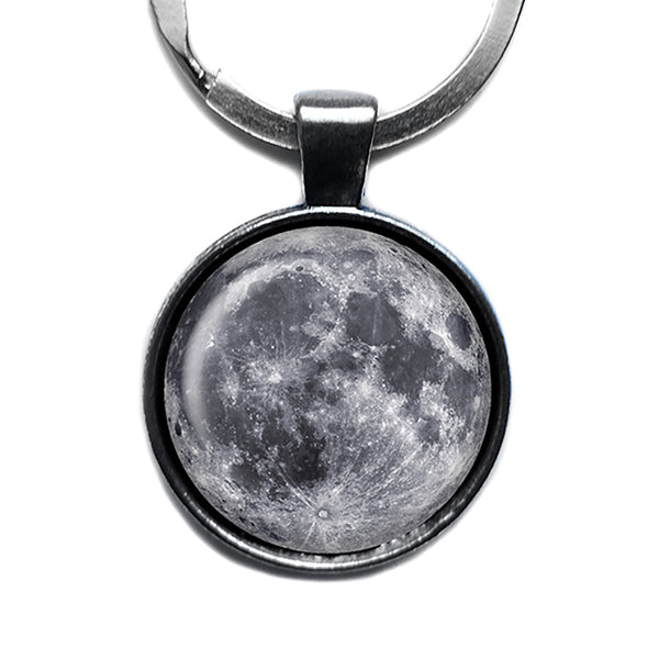 NASA Photograph The Moon Antique Silver Keychain