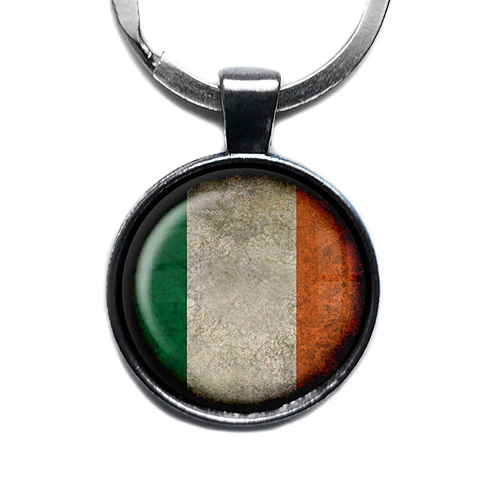 Irish Ireland Flag Antique Silver Keychain