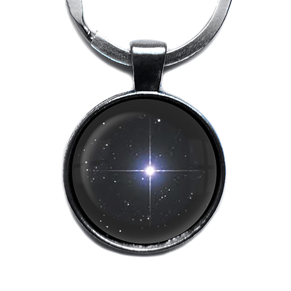 Bright North Star Antique Silver Keychain