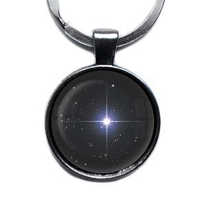 Bright North Star Antique Silver Keychain