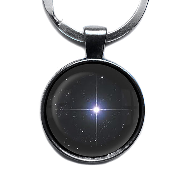 Bright North Star Antique Silver Keychain