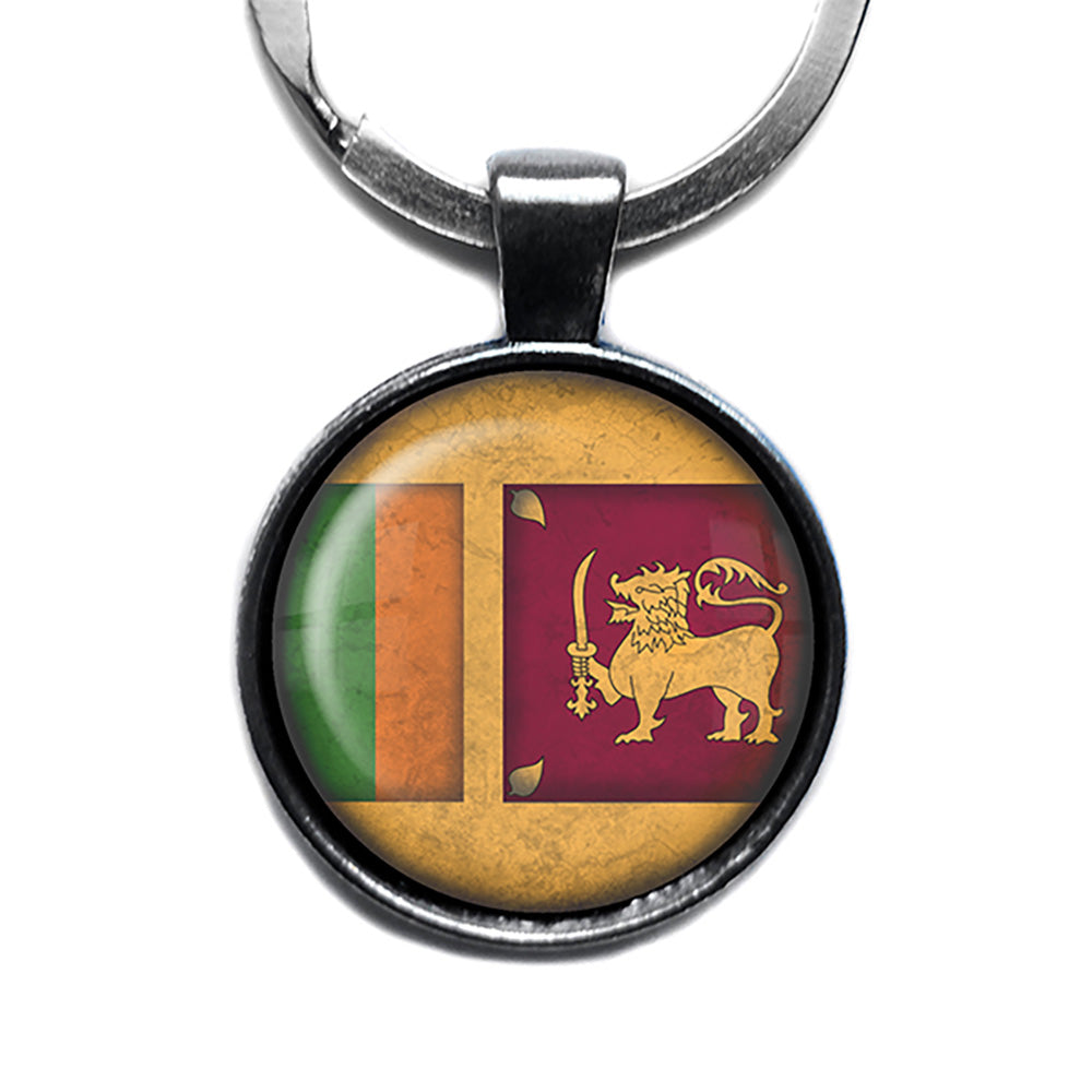 Sri Lanka Sri Lankan Flag Antique Silver Keychain