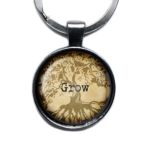 Tree of Life Grow Antique Silver Keychain