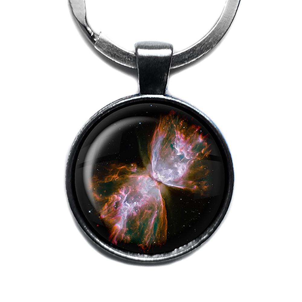 NASA Photograph Red Tarantula Nebula Antique Silver Keychain