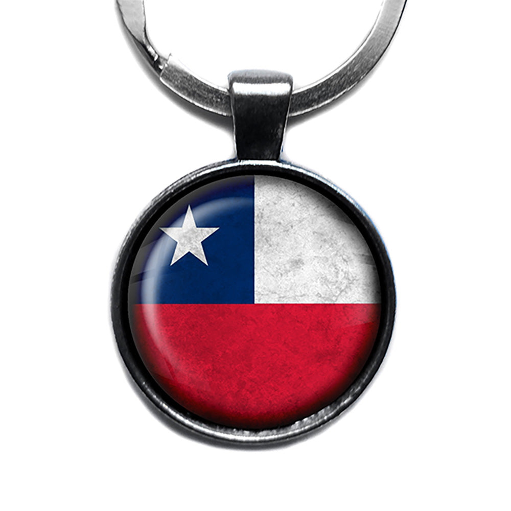 Chile Chilean Flag Antique Silver Keychain