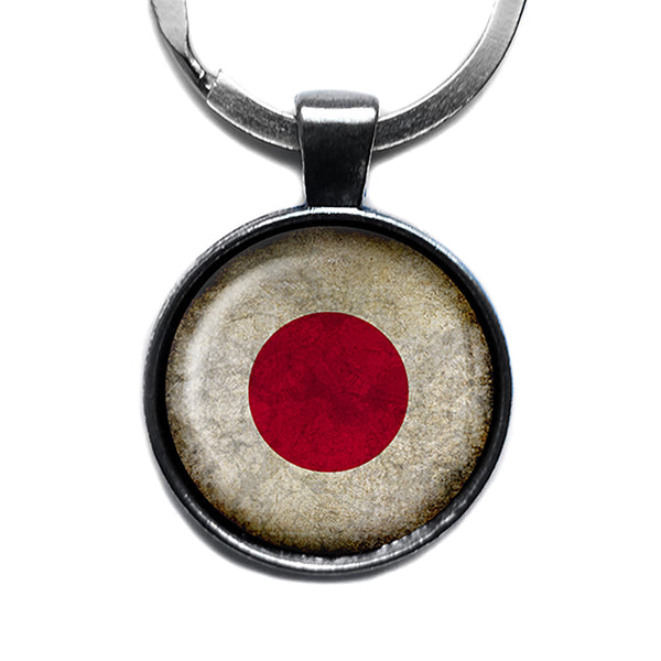 Japan Japanese Flag Antique Silver Keychain