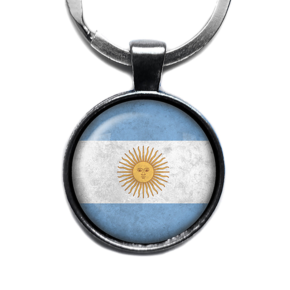 Argentina Argentinian Flag Antique Silver Keychain